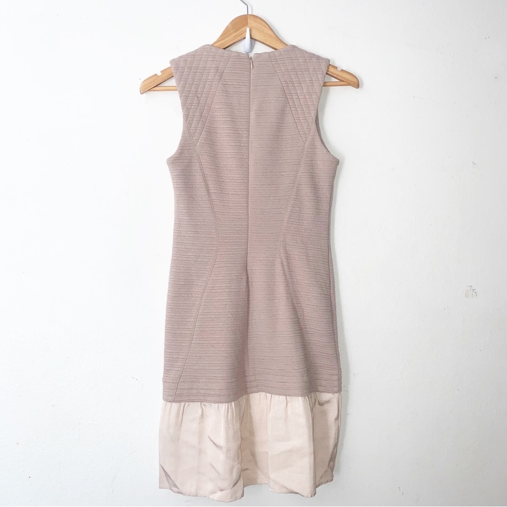 Cut 25 Yigal Azrouel Beige Sheath Dress Sz 4 Colorblock Ruffle Hem - Picture 4 of 6